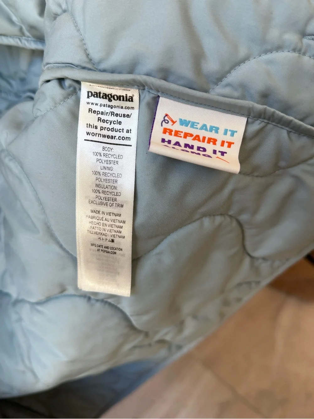 Patagonia Light Blue Quilted Kids Jacket with Hood